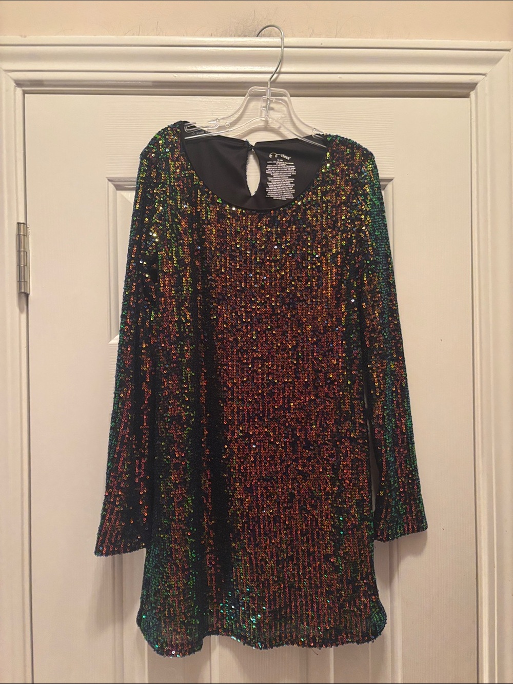 art class Multicolor Sequin Long Sleeve Party Dress